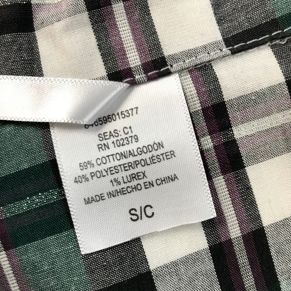 Bongo Button Down Green Plaid Top - Picture 6 of 8